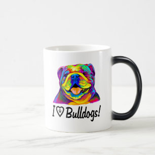 Jag älskar bulldoggar i färger magisk mugg