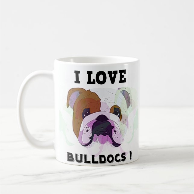 Jag älskar bulldoggar kaffemugg (Vänster)
