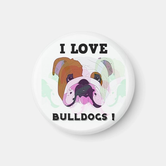 Jag älskar bulldoggar magnet (Framsidan)