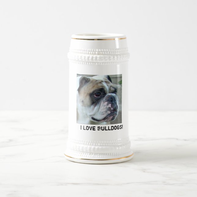 Jag älskar bulldoggar! ÖlStein mugg (Center)
