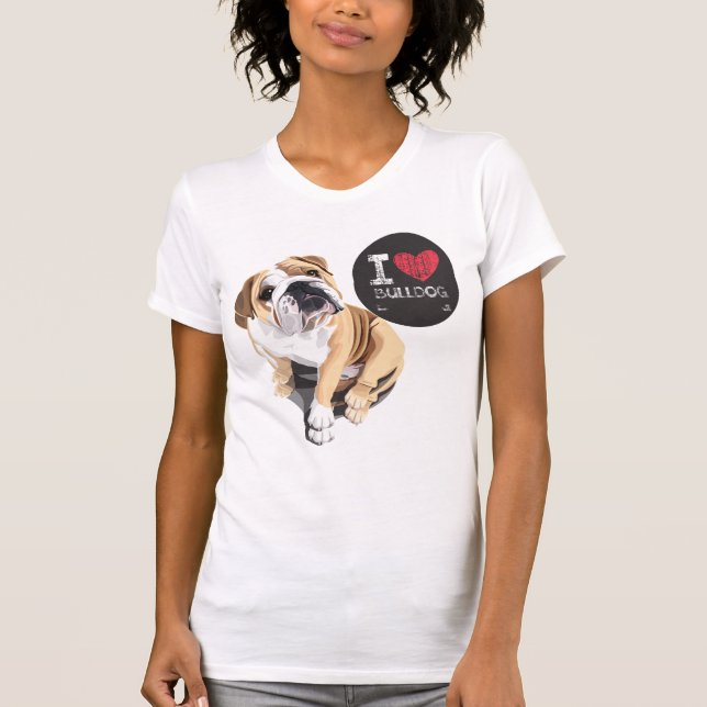 Jag älskar bulldoggskjortan t shirt (Framsida)