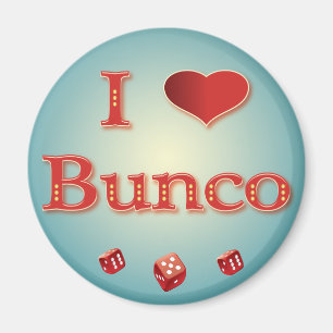 Jag älskar Bunco i rött med röd tärning Magnet