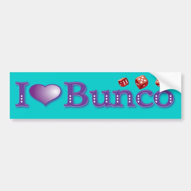 Jag älskar Bunco med röd tärning Bildekal (Framsidan)