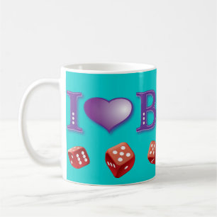 Jag älskar Bunco med röd tärning Kaffemugg