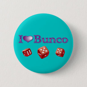 Jag älskar Bunco med röd tärning Knapp