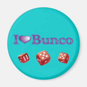 Jag älskar Bunco med röd tärning Magnet