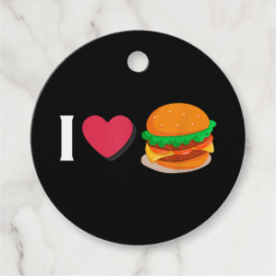 Jag älskar Burger Cheeseburger Ohälsosam Mat Gåvor Etiketter