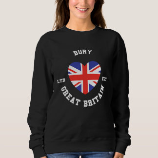 Jag älskar BURY Storbritannien Hjärtflagga Märke T Shirt