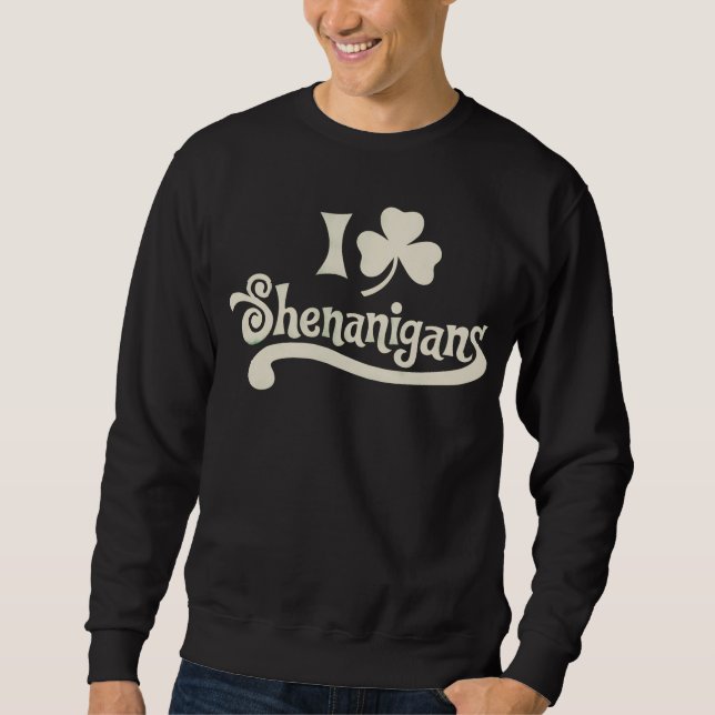 Jag älskar busiga klöver Shamrock St Patrick's Lång Ärmad Tröja (Framsida)