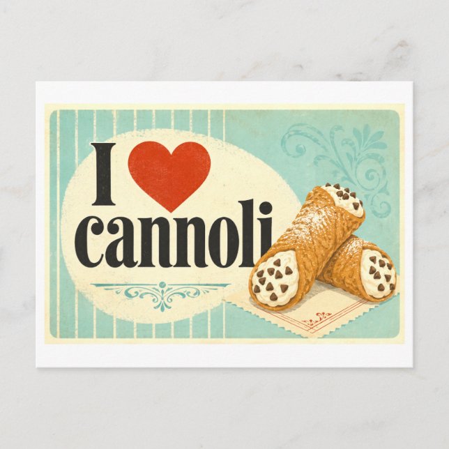 "Jag [älskar] cannoli" Vykort (Framsida)