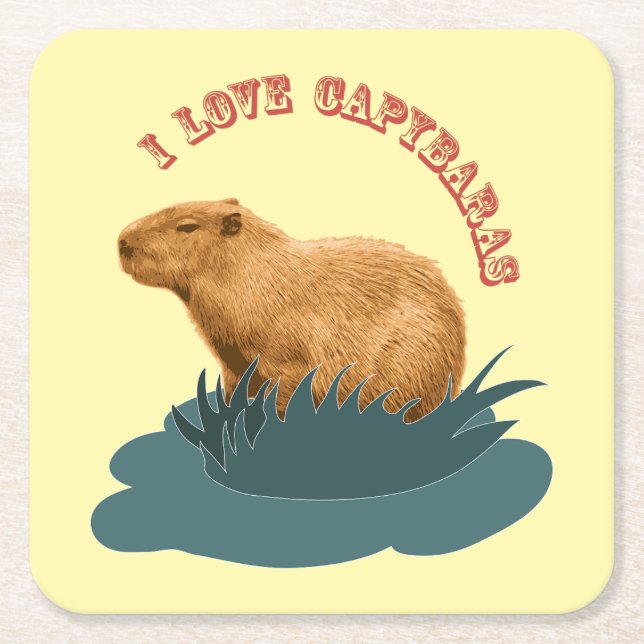 Jag älskar capybaror Söt capybara-älskare Underlägg Papper Kvadrat (Framsidan)