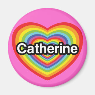 Jag älskar Catherine: regnbågehjärta Magnet