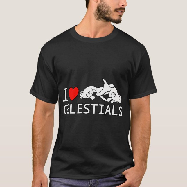 Jag älskar Celestial Eye Guld fisk Fancy Guld fisk T Shirt (Framsida)