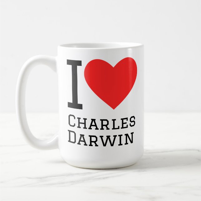 Jag älskar Charles Darwin Kaffemugg (Vänster)