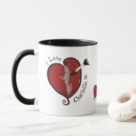 Jag älskar Charlotte, NC-mugg Mugg