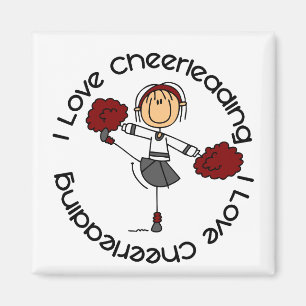 Jag älskar Cheerleading stick Magnet