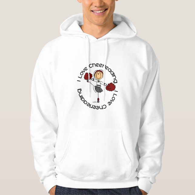 Jag älskar Cheerleading stick Sweatshirt Med Luva (Framsida)