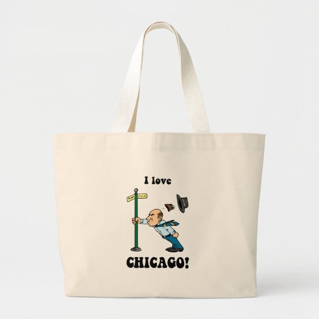Jag älskar Chicago Jumbo Tygkasse (Framsidan)
