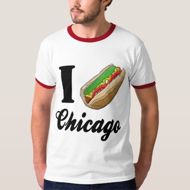 Jag älskar Chicago varmkorvar Tee (Framsida)