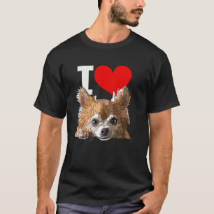 Jag älskar Chihuahua långhårig hund T Shirt