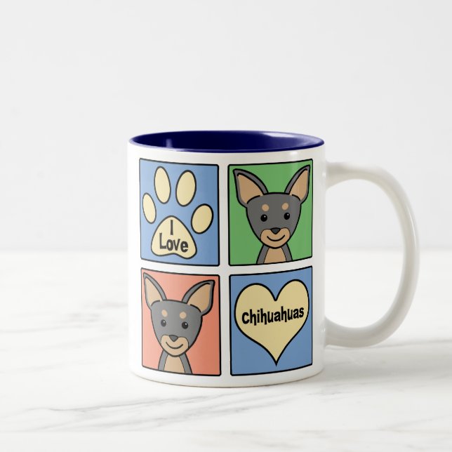 Jag älskar Chihuahuas Två-Tonad Mugg (Höger)