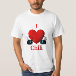 Jag älskar Chili Pots med Blue Rosett band Tee Shirt