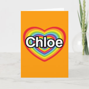 Jag älskar Chloe: regnbågehjärta Helgkort
