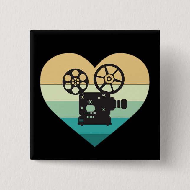 Jag älskar Cinema Retro filmprojektor Knapp (Framsida)