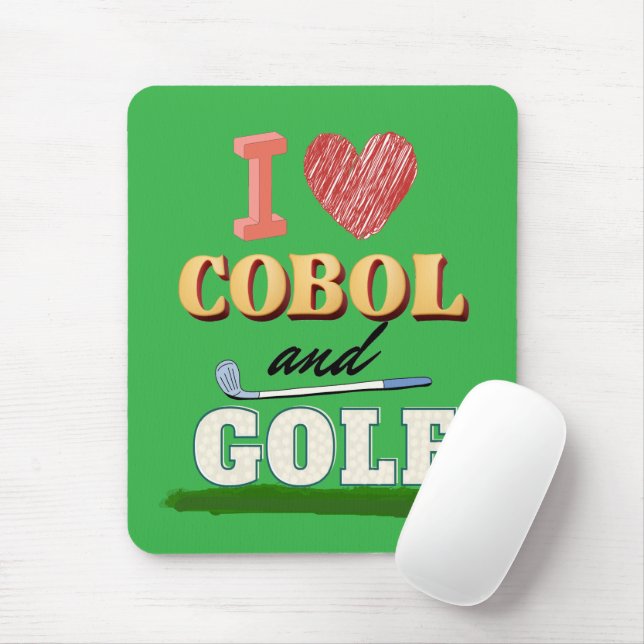 Jag älskar Cobol-programmering och golf  Musmatta (Med mus)
