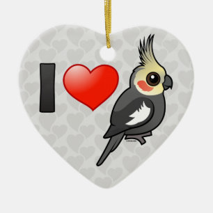 Jag älskar Cockatiels Julgransprydnad Keramik