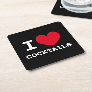 Jag älskar cocktail anpassade drinkunderlägg underlägg papper kvadrat