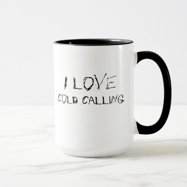 Jag älskar cold calling - urban, edgy kontorsmugg mugg (Höger)
