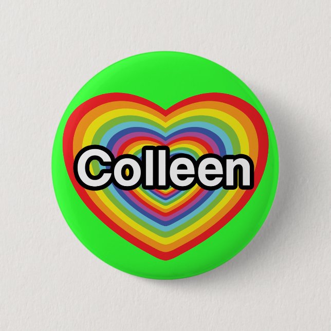 Jag älskar Colleen: regnbågehjärta Knapp (Framsida)
