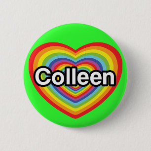 Jag älskar Colleen: regnbågehjärta Knapp