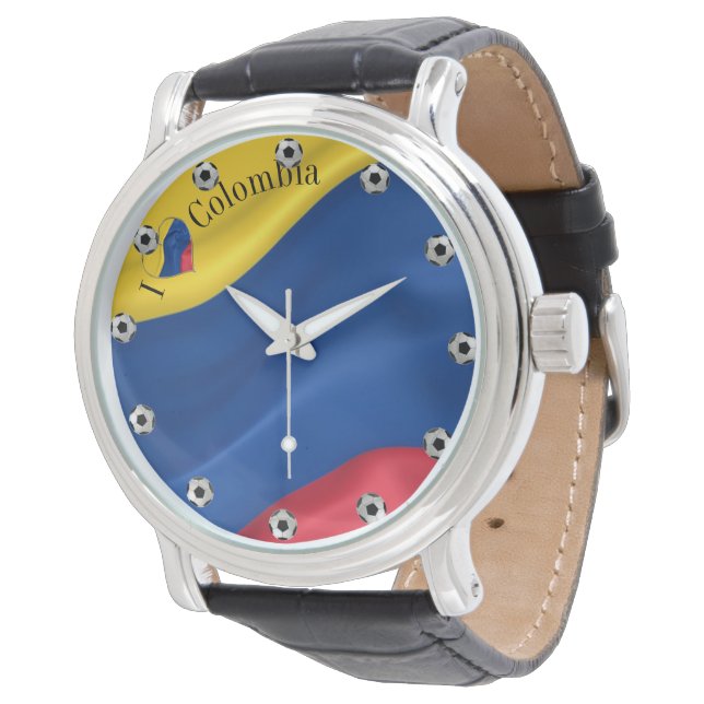 Jag älskar Colombias flagga Armbandsur (Vinklad)