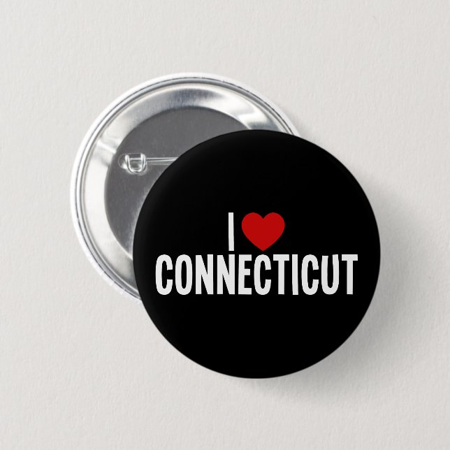 Jag älskar Connecticut I Heart Rund Knapp (Framsida & baksida)