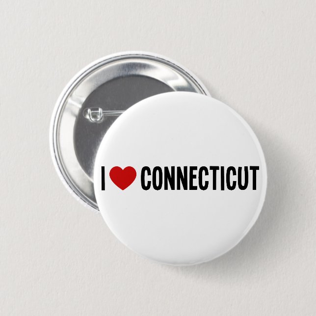 Jag älskar Connecticut I Heart Rund Knapp (Framsida & baksida)