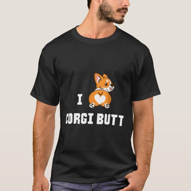Jag älskar Corgi Bakdel T Shirt (Framsida)