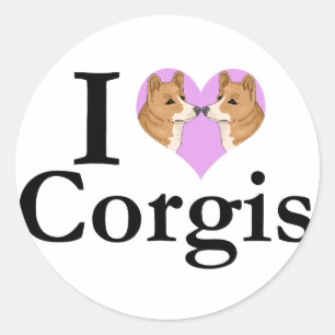 Jag älskar Corgis Runt Klistermärke