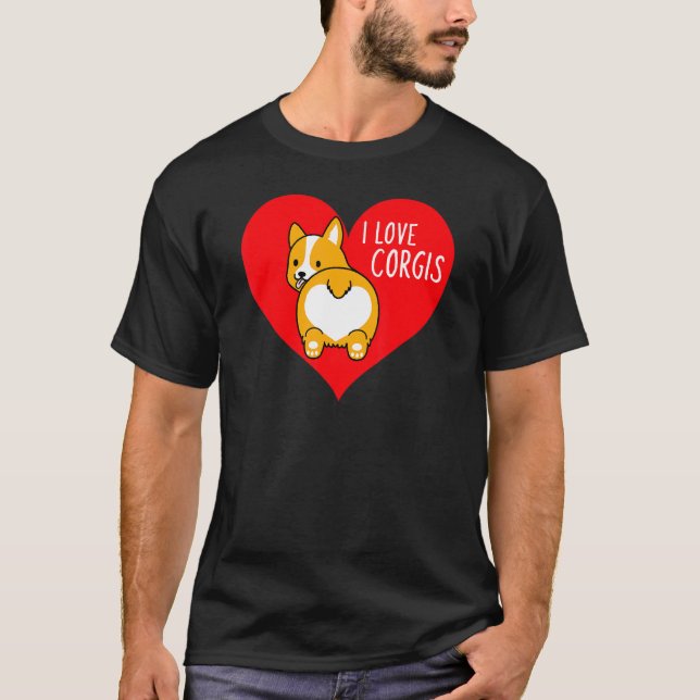Jag älskar Corgis Söt Corgi Hund T Shirt (Framsida)