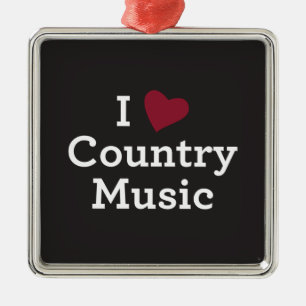 Jag älskar countrymusik julgransprydnad metall
