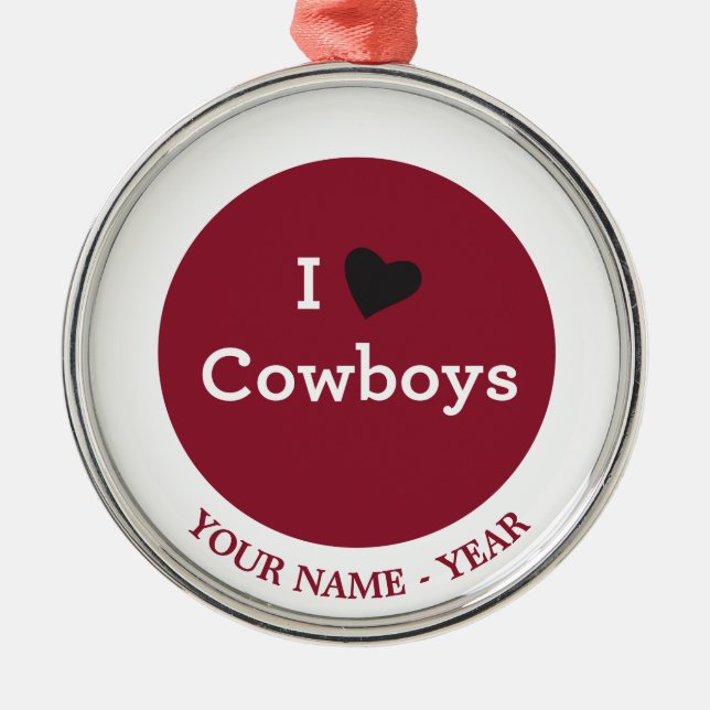 Jag älskar Cowboys Julgransprydnad Metall (Framsidan)