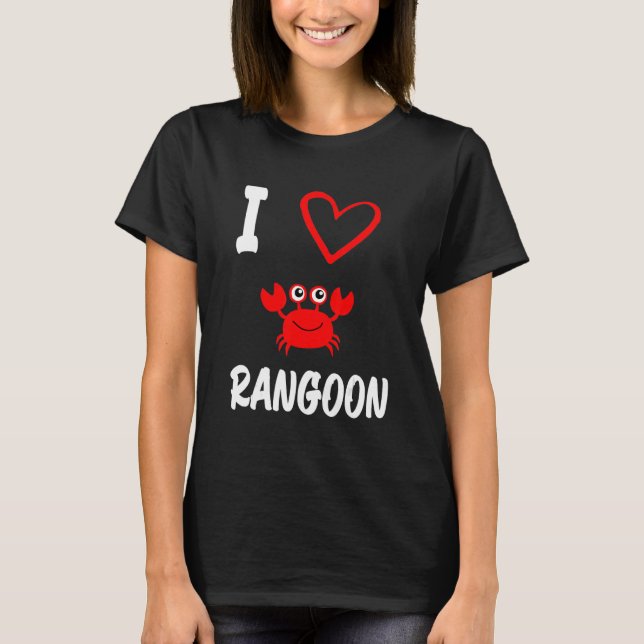 Jag älskar Crab Rangoon  Söt krabba T Shirt (Framsida)