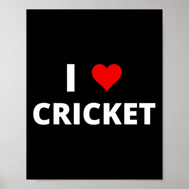Jag älskar cricket (med ett rött hjärta)  poster (Framsidan)
