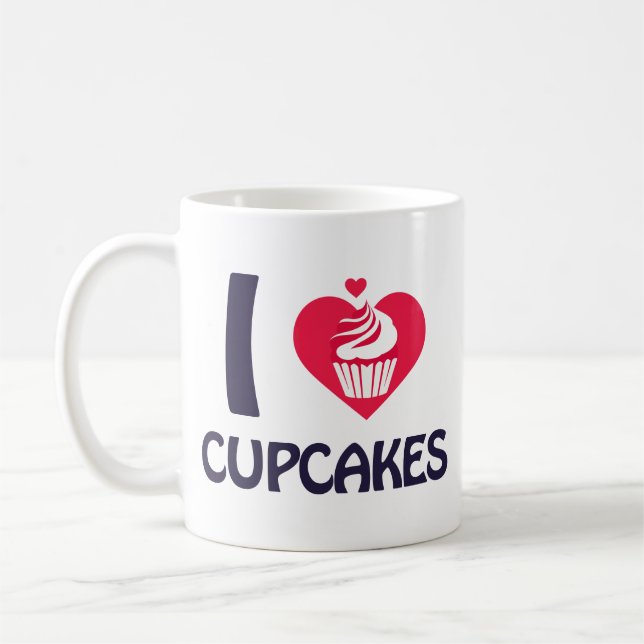 Jag älskar Cupcakes T-Shirt Kaffemugg (Vänster)