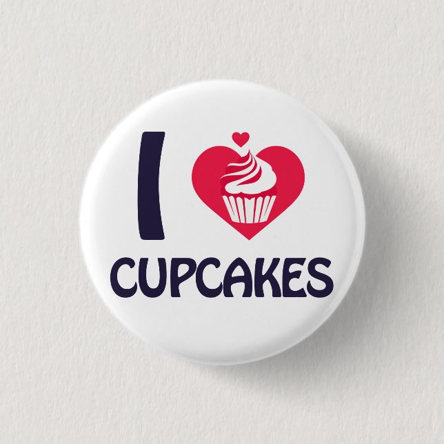 Jag älskar Cupcakes T-Shirt Knapp (Framsida)