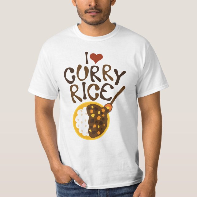 Jag älskar curry ris grafisk t-shirt (Framsida)