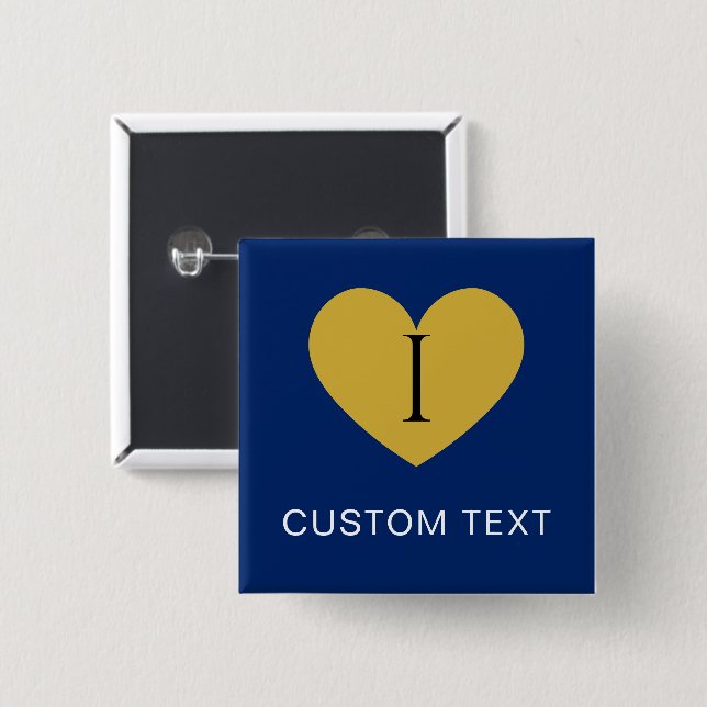 Jag älskar CUSTOM TEXT Stilig Navy Knapp (Framsida & baksida)