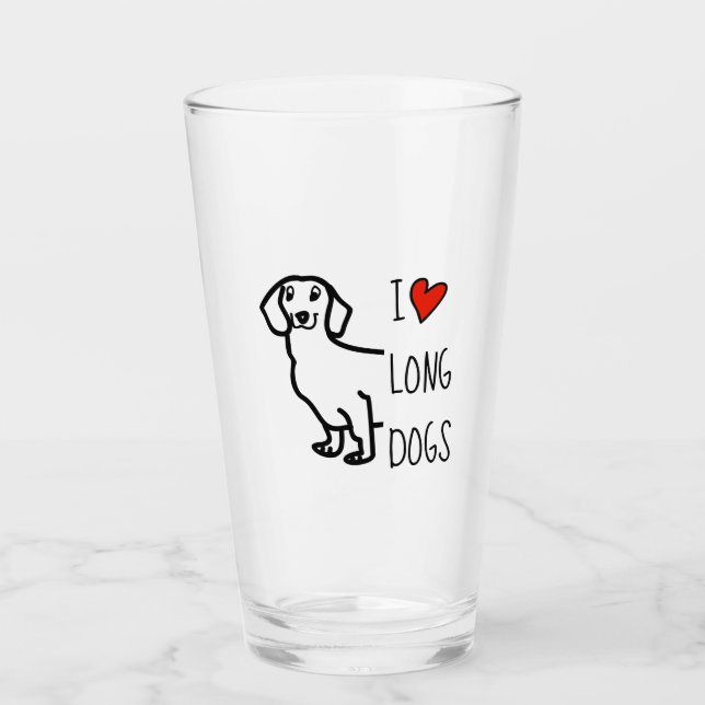 Jag älskar dachshund wiener dog söt rolig enkel glaskopp (Framsida)
