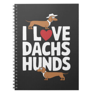 Jag älskar dachshundar rolig grafik för hundälskar anteckningsbok